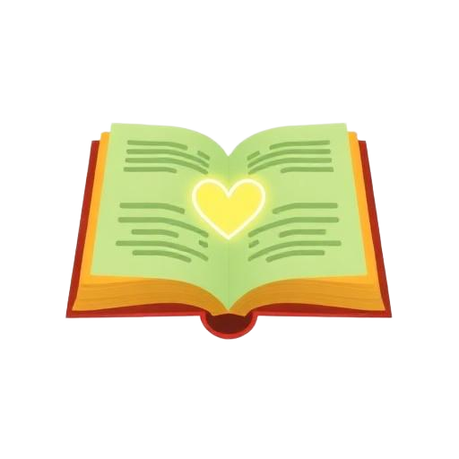 Illustratie van een open boek met een hart